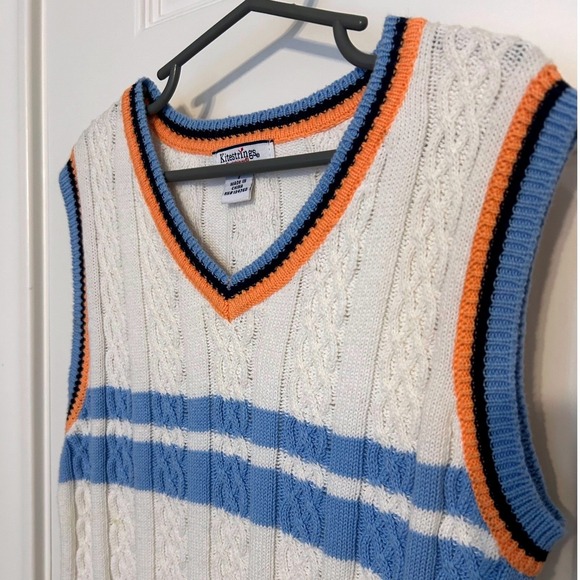 Vintage Kitestrings by Hartstrings Light Blue and White Kids Sweater Vest Size 7 - Picture 4 of 6